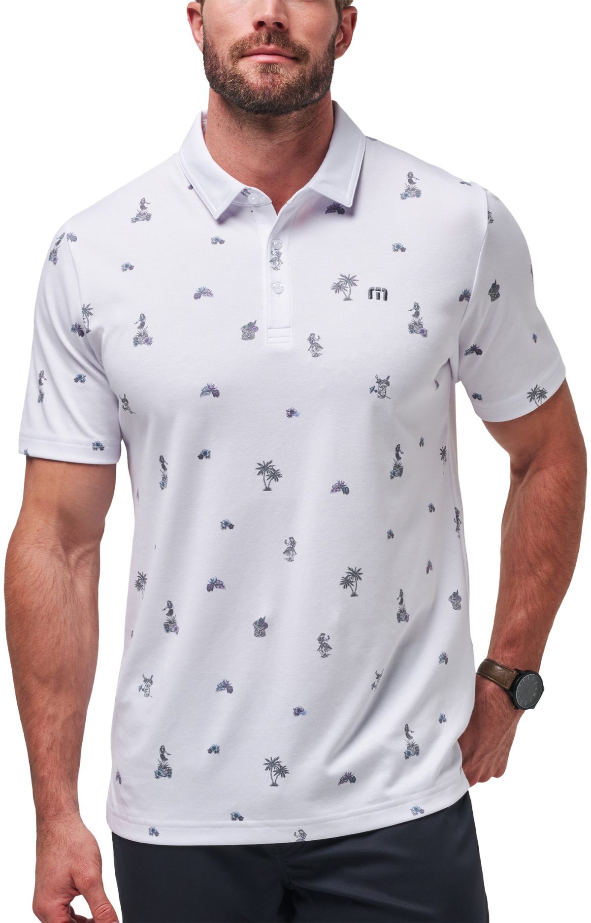 TravisMathew Around The Island Men's Golf Polo - White, Size: Small