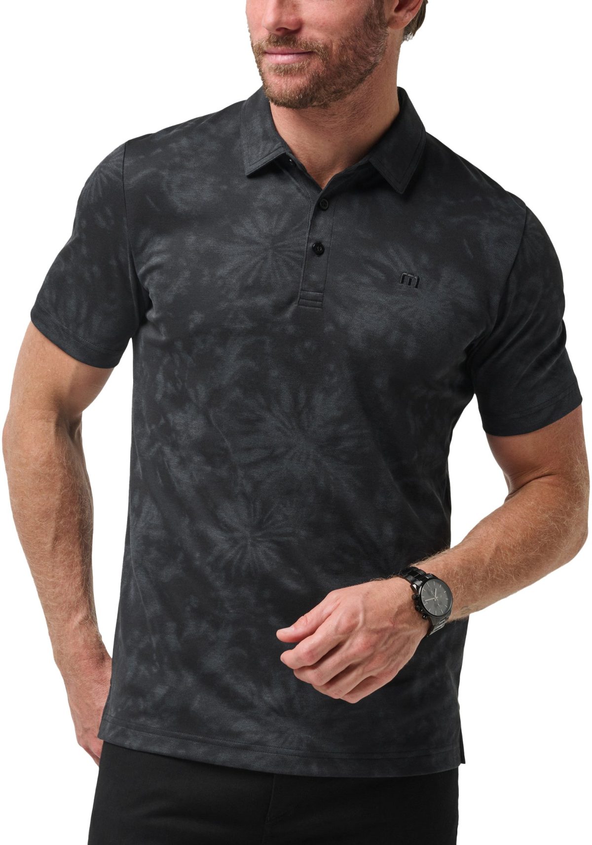 TravisMathew Brilliant Waters Men's Golf Polo - Black, Size: Small