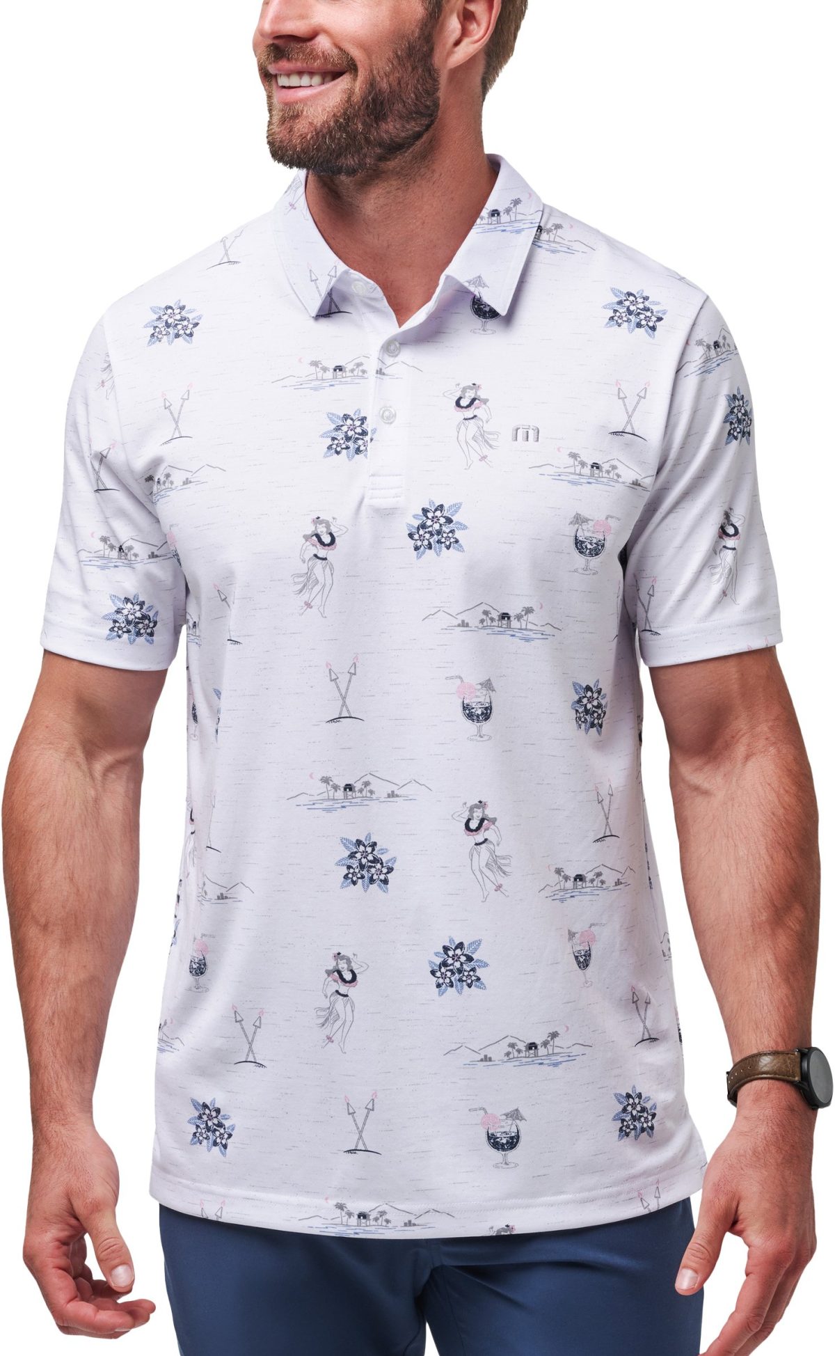 TravisMathew Island Paradise Men's Golf Polo - White, Size: Small