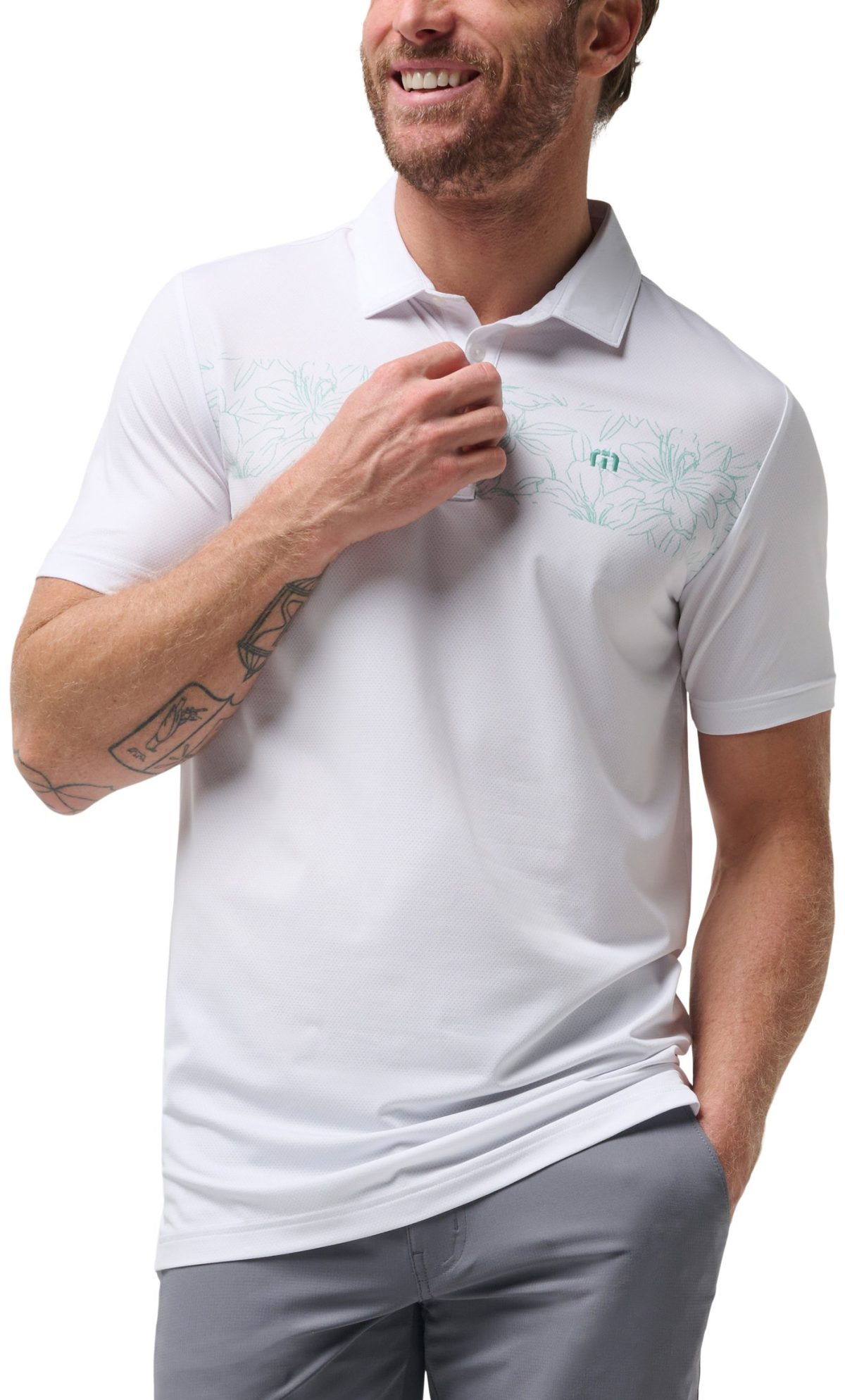 TravisMathew Round It Up Men's Golf Polo - White, Size: Small