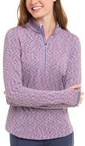 Zero Restriction Womens Shae Zip Mock Golf Pullover - Purple, Size: Large