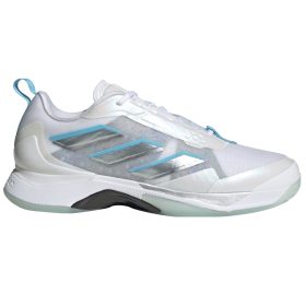 Adidas Women's Avacourt Tennis Shoes (White/Silver Metallic/Bright Cyan)