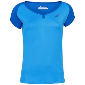 Babolat Girl's Play Cap Sleeve Tennis Tee (Blue Aster)