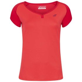 Babolat Girl's Play Cap Sleeve Tennis Tee (Tomato Red)