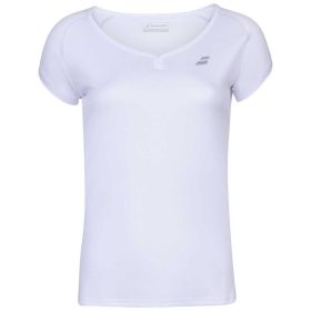 Babolat Girl's Play Cap Sleeve Tennis Tee (White/White)