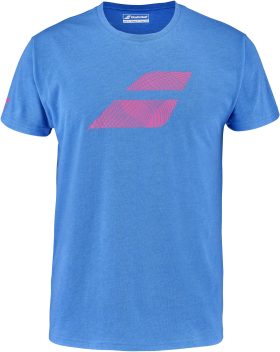 Babolat Men's Exercise Big Flag Crew Neck Tennis Training Tee (French Blue Heather)