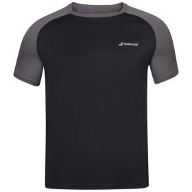 Babolat Men's Play Crew Neck Tennis Training Tee (Black/Black)