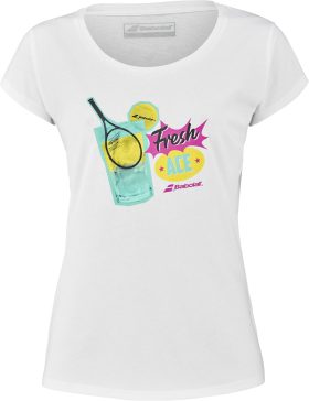 Babolat Women's Exercise "Fresh Ace" Message Tennis Training Tee (White)