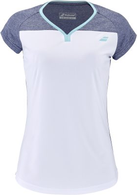 Babolat Women's Play Cap Sleeve Tennis Training Top (White/Blue Heather)