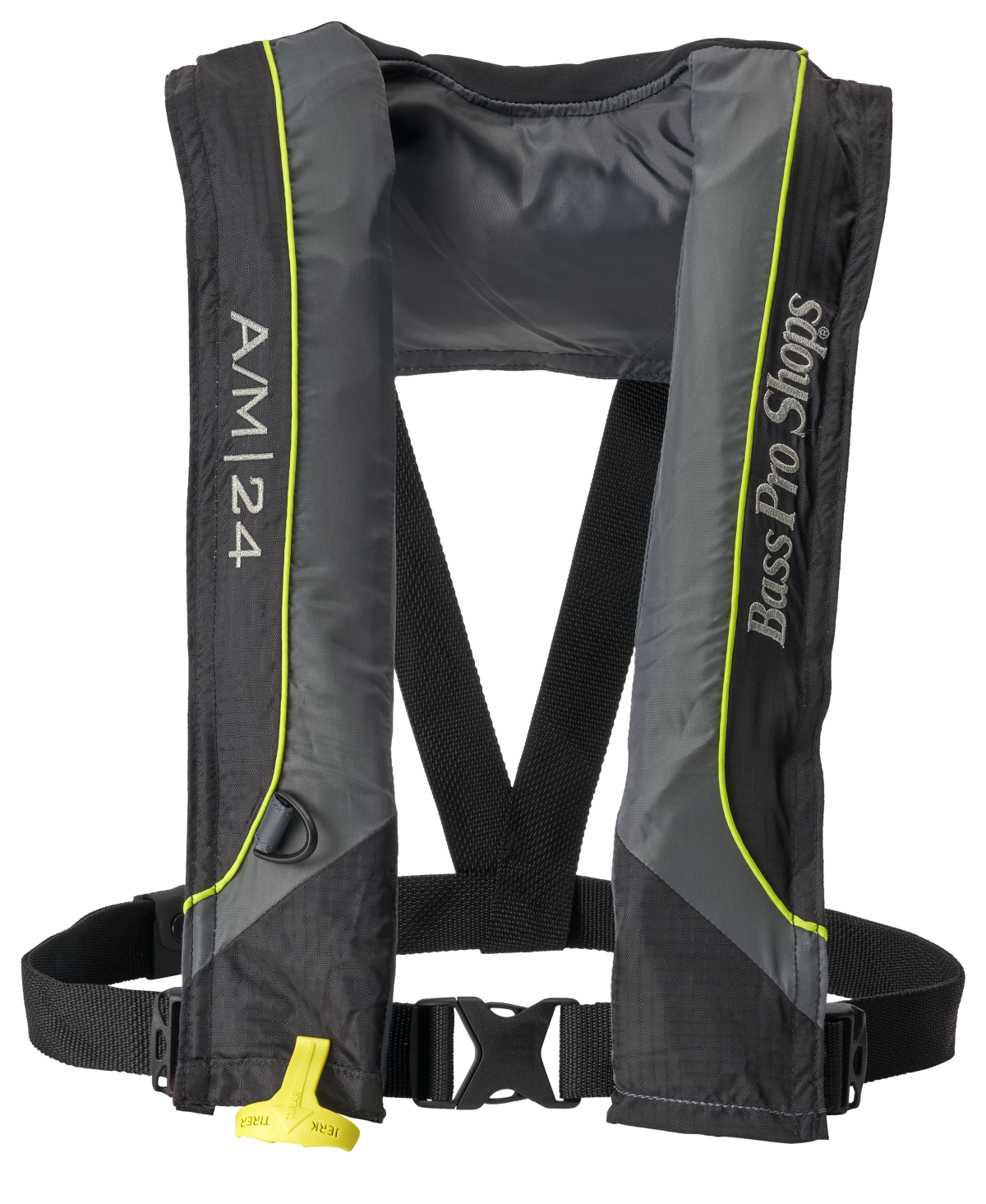 Bass Pro Shops AM24 Auto/Manual Inflatable Life Vest - Black/Gray/Green