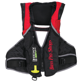 Bass Pro Shops AM33 All-Clear Auto/Manual Deluxe Inflatable Life Vest - Black/Red