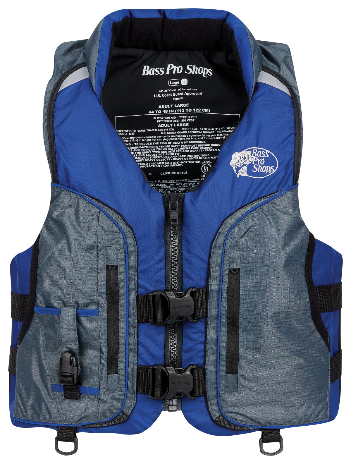 Bass Pro Shops Deluxe Fishing Life Vest - Blue - 3XL