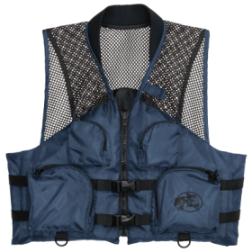 Bass Pro Shops Deluxe Mesh Fishing Life Jacket with Front Pockets - Navy/Silver - L