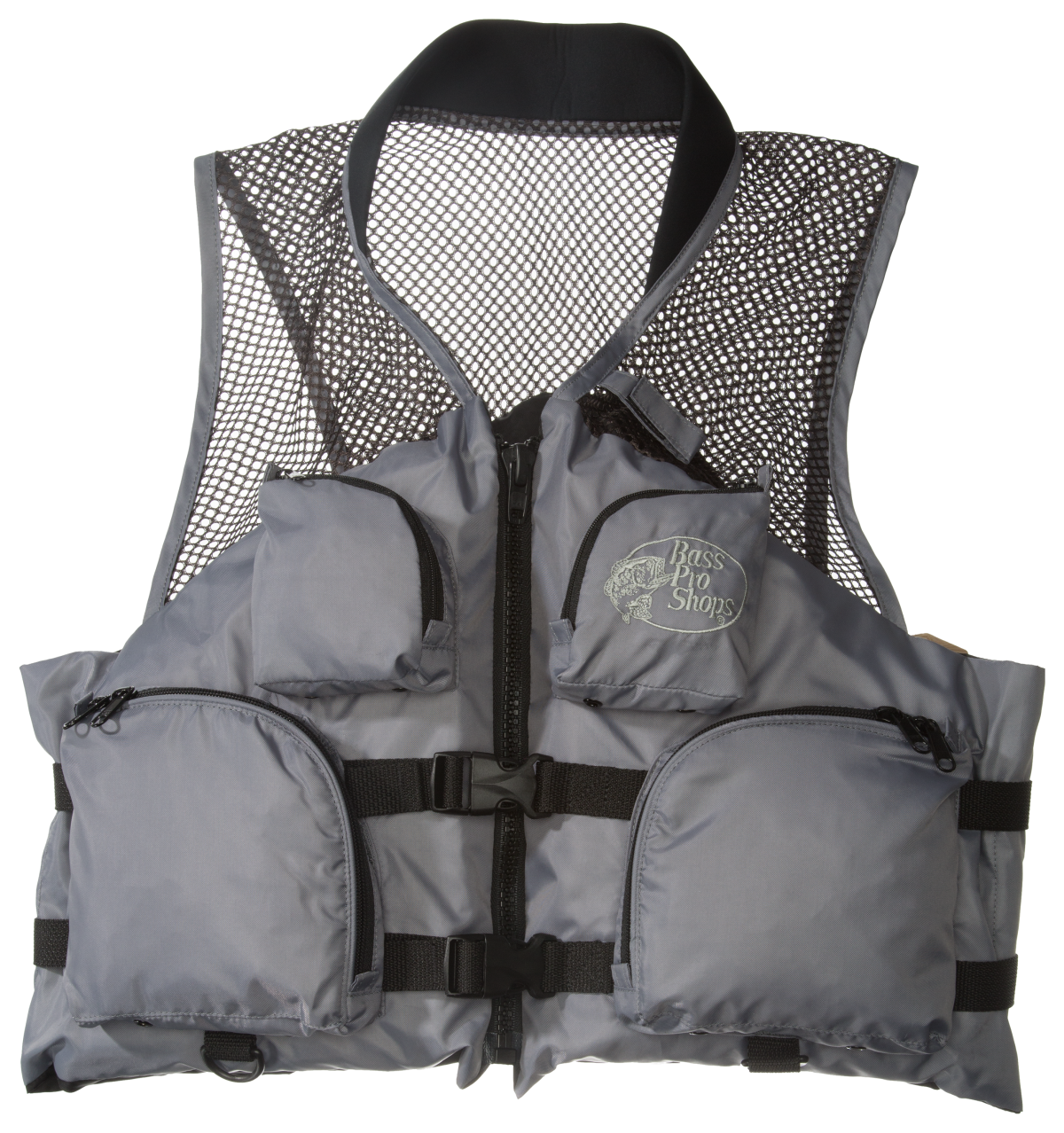 Bass Pro Shops Deluxe Mesh Fishing Life Vest for Adults - Silver Grey - 3XL