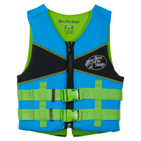 Bass Pro Shops Nuprene Life Vest for Kids - Turquoise/Black/Kiwi