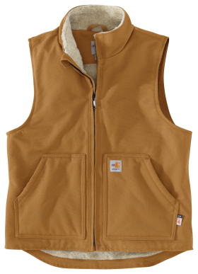 Carhartt Flame-Resistant Sherpa Lined Duck Vest for Men - Carhartt Brown - L