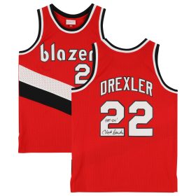 Clyde Drexler Portland Trail Blazers Autographed Mitchell & Ness 1983-84 Hardwood Classics #22 Swingman Jersey with "HOF 04" Inscription