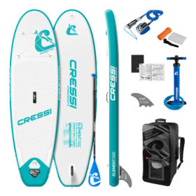 Cressi Element Inflatable Stand-Up Paddleboard Set - White/Aqua - 8'2"