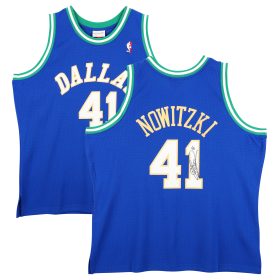 Dirk Nowitzki Dallas Mavericks Autographed Mitchell & Ness Blue/Green 1998-99 Swingman Jersey