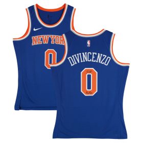 Donte DiVincenzo New York Knicks Autographed Nike Blue Icon Swingman Jersey with "Big Ragu" Inscription