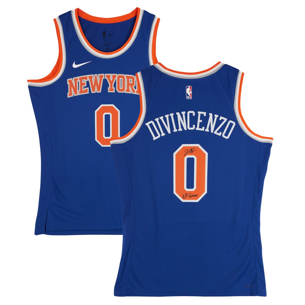 Donte DiVincenzo New York Knicks Autographed Nike Blue Icon Swingman Jersey with "NY Forever" Inscription