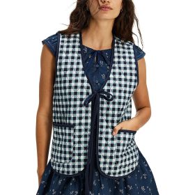 Free People Claudine Vest - Women's Navy Gingham, L