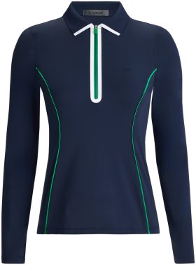 G/FORE Womens Lightweight Warp Knit Quarter Zip Long Sleeve Golf Polo - Blue, Size: X-Large