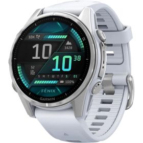 Garmin fenix 8 AMOLED Sport Watch Silver (Whitestone Silicone Band), 43mm