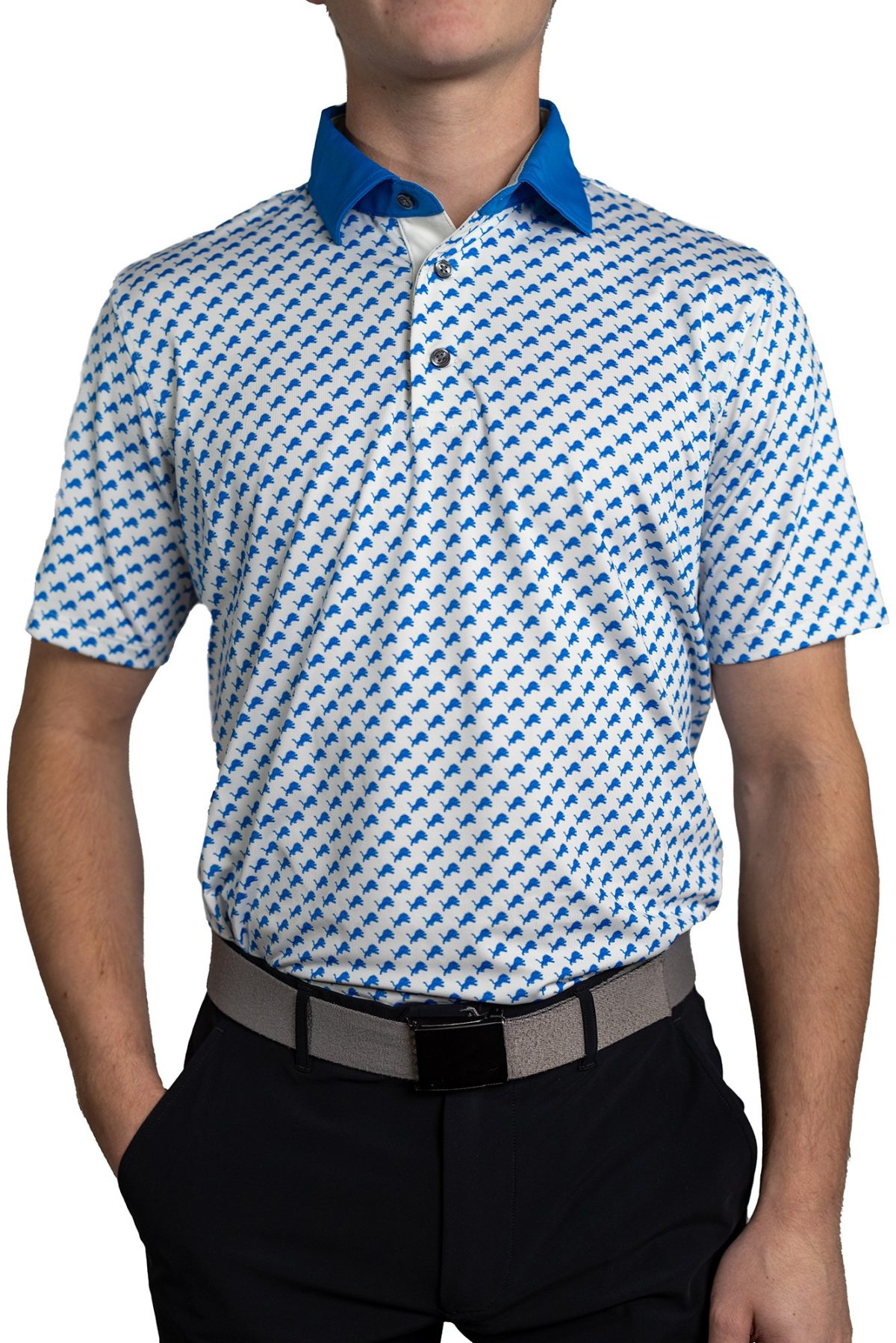 Greyson x Detroit Lions Icon Men's Golf Polo - White, Size: Medium