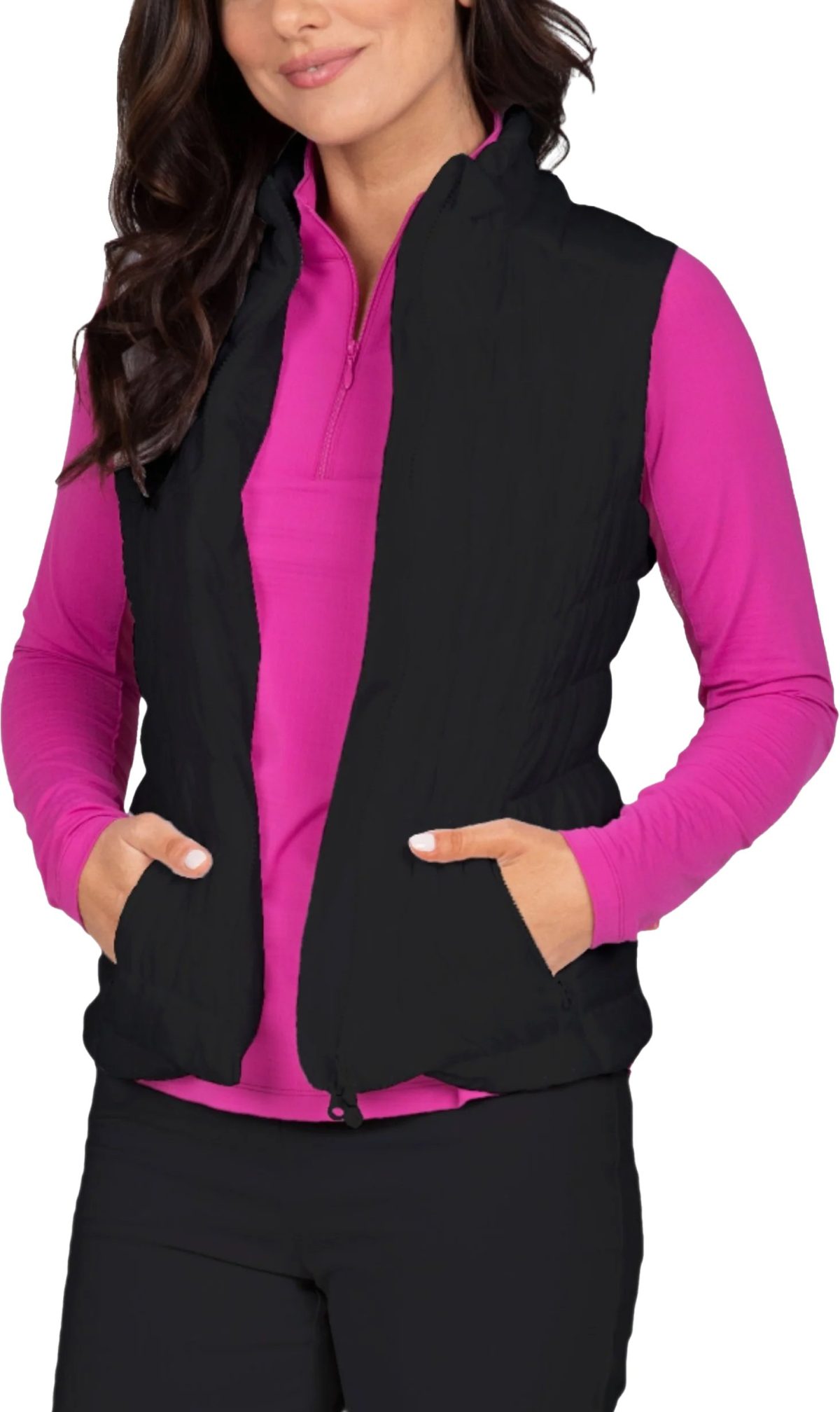 IBKUL Womens Solid Golf Vest - Black, Size: Small