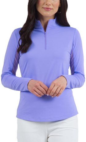 Ibkul Womens Solid Mock Neck Golf Top - Purple, Size: X-Large