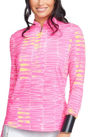 Jamie Sadock Womens Triangles Sunsense Long Sleeve Golf Top - , Size: Large