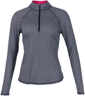 JoFit Womens Printed UV Mock Long Sleeve Golf Top - Black, Size: X-Small