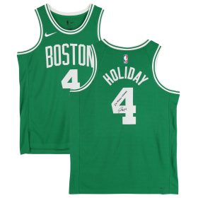 Jrue Holiday Boston Celtics Autographed 2024 NBA Finals Champions Nike Kelly Green Icon Jersey with"24 Finals Champs" Inscription