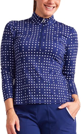 KINONA Womens Keep it Covered Layering Long Sleeve Golf Top - Blue, Size: X-Small