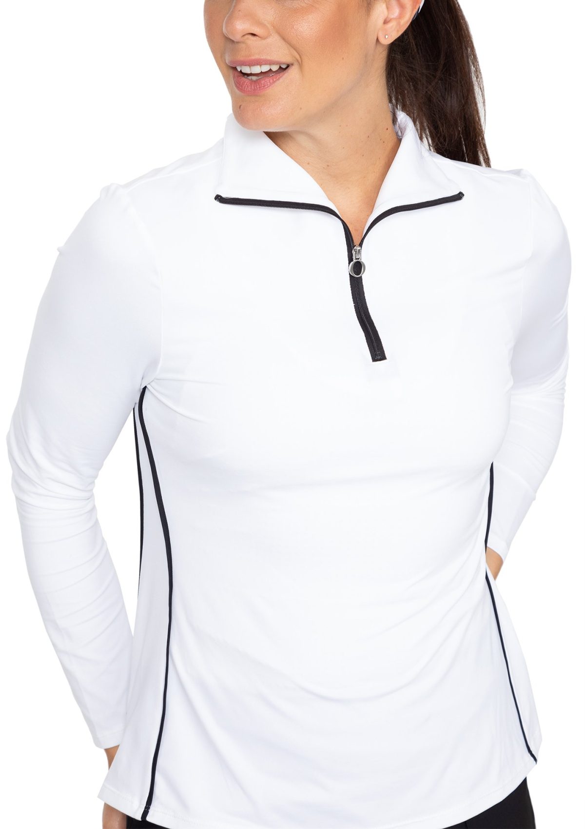 KINONA Womens Keep it Covered Layering Long Sleeve Golf Top - White, Size: Small