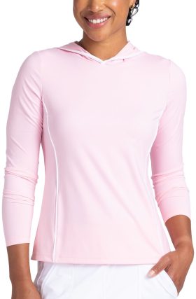 KINONA Womens Layer It Up Long Sleeve Hoodie Golf Top - Pink, Size: Medium