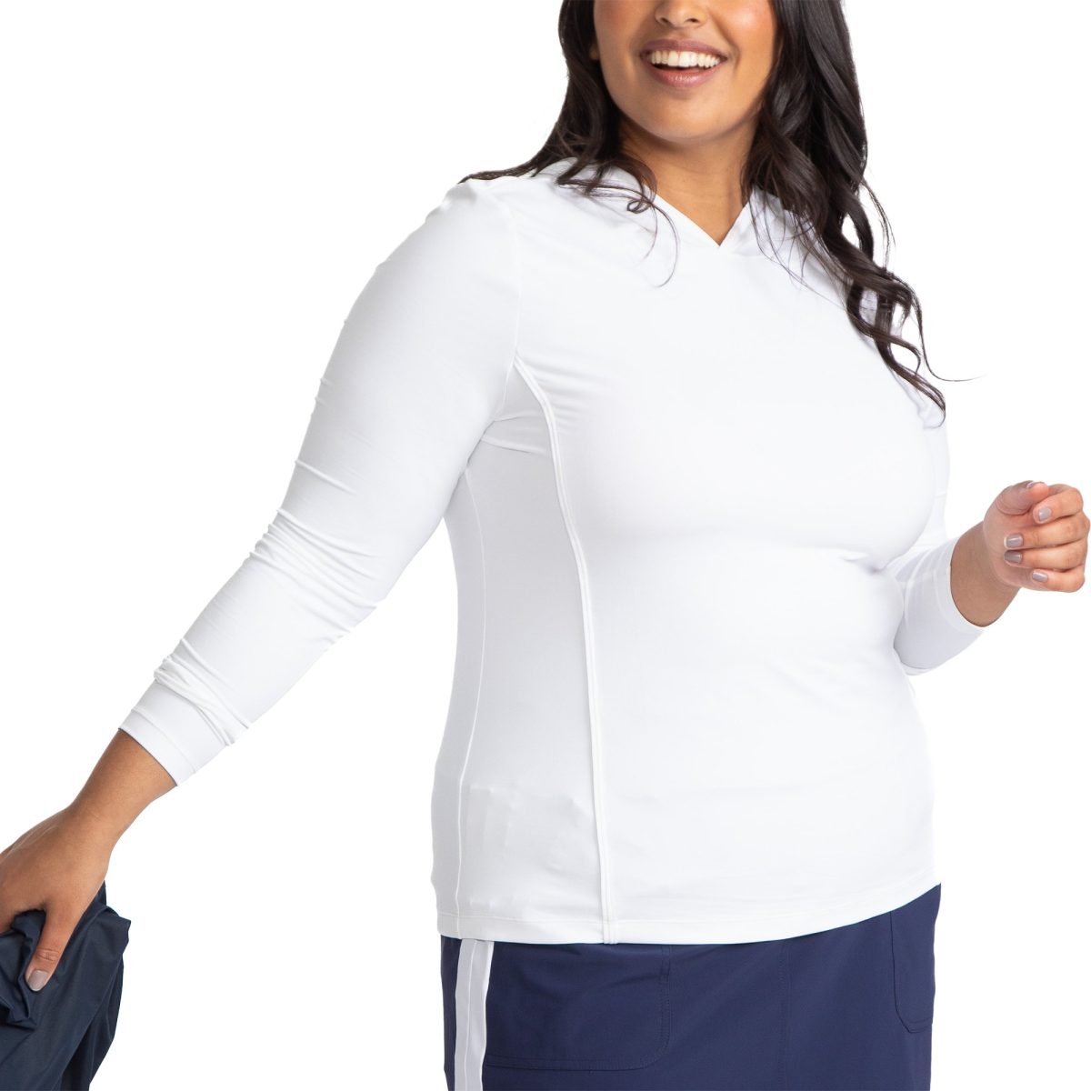 KINONA Womens Layer It Up Long Sleeve Hoodie Golf Top - White, Size: XX-Small