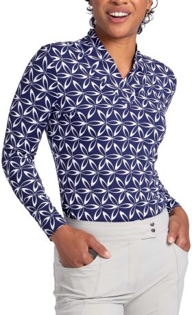 KINONA Womens Lovely Layer Long Sleeve Golf Top - Blue, Size: X-Small