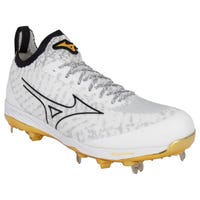 Mizuno Pro Metal Men's Baseball Cleats in White/Gold Size 11.0