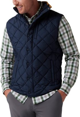 Mizzen+Main Belmont Quilted Men's Golf Vest - Navy Solid - Blue, Size: Large - Classic