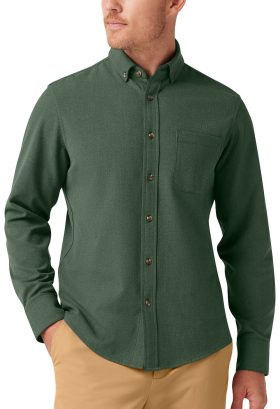 Mizzen+Main City Flannel Men's Golf Shirt - Spruce Heather - Green, Size: Medium - Classic