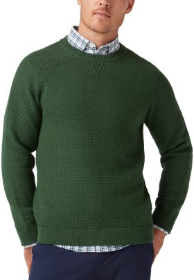 Mizzen+Main Hillcrest Crewneck Men's Golf Sweater - Spruce Solid - Green, Size: Medium - Classic