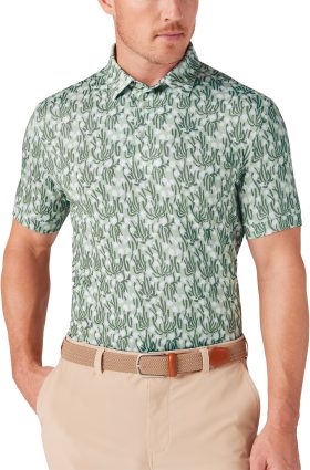 Mizzen+Main Versa Men's Golf Polo - Fog Green Cacti Floral - Green, Size: X-Large - Classic