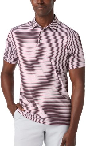 Mizzen+Main Versa Men's Golf Polo - Maroon Stripe - Red, Size: Medium - Classic