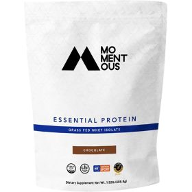 Momentous Essential Grass-Fed Whey Protein Chocolate, 24 Serving Canister