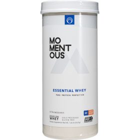 Momentous Essential Grass-Fed Whey Protein Strawberry, 24 Serving Canister