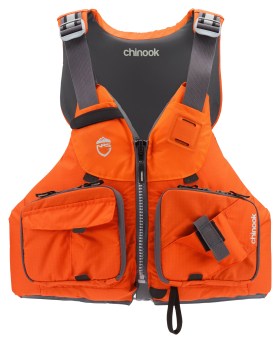 NRS Chinook Zippered Fishing Life Jacket - Flare - L/XL