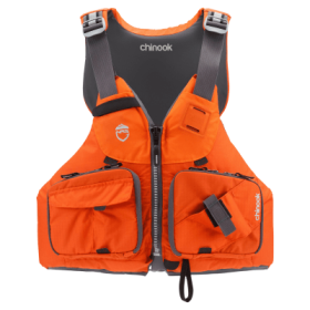 NRS Chinook Zippered Fishing Life Jacket - Flare - XS/M