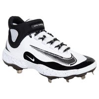 Nike Alpha Huarache Elite 4 Mid Men's Metal Baseball Cleats - 2024 Model in White/Black Size 10.0